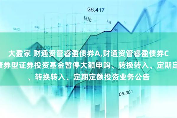大盈家 财通资管睿盈债券A,财通资管睿盈债券C: 财通资管睿盈债券型证券投资基金暂停大额申购、转换转入、定期定额投资业务公告